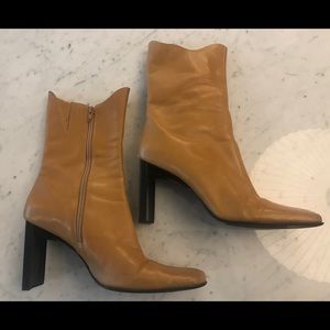 Tan over ankle boots.  Size 10